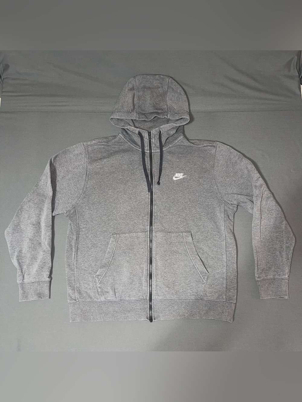 Nike Sportswear Club Fleece Full-Zip Hoodie Men’s Size Large Charcoal Heather